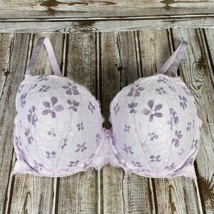 VICTORIA'S SECRET Dream Angels Lined Demi 32DDD Purple Lace Underwire Bra EUC